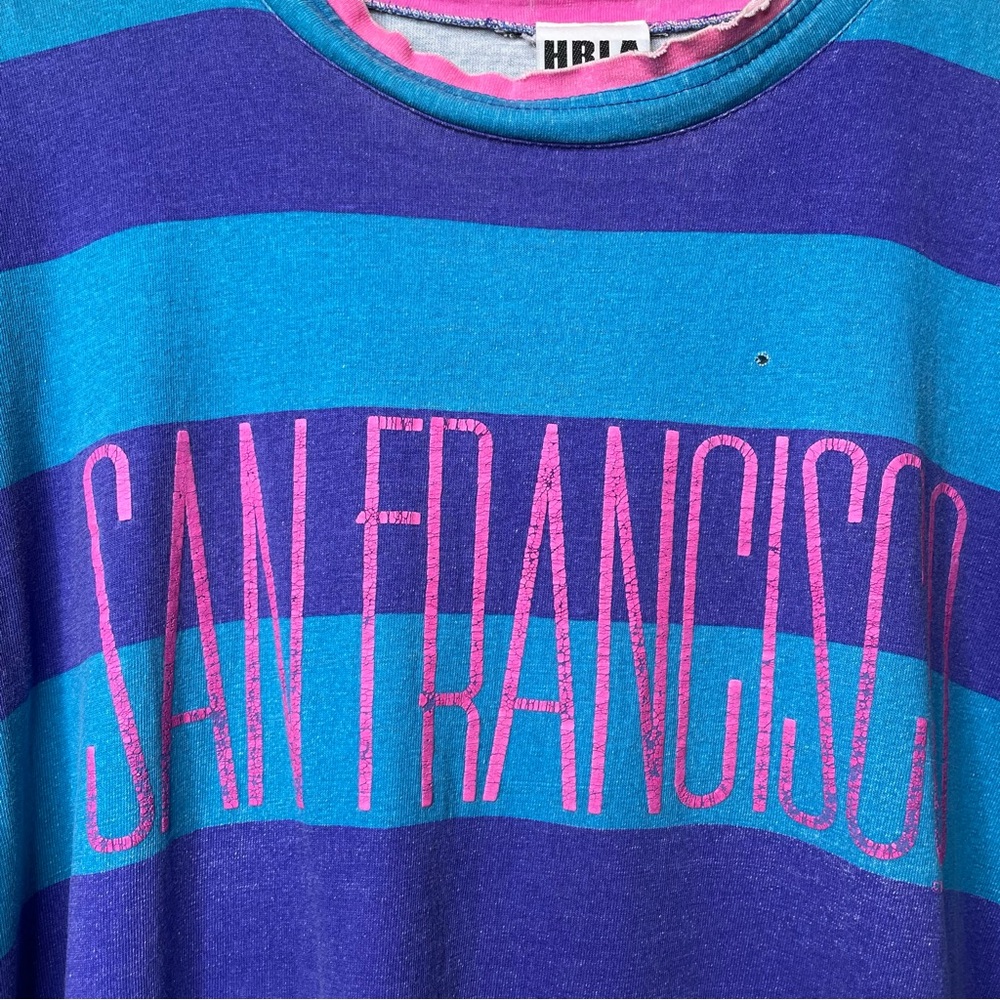 Vintage 80s Striped San Francisco Boxy Oversized Boxy T-Shirt - Picture 9 of 13